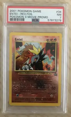 2001 Pokemon Game Black Star Movie Promo Entei Reverse Foil PSA 7 No. 34 #34 - Image 1