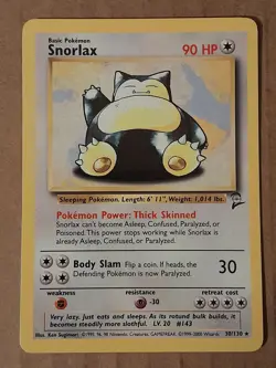 Pokemon Snorlax 30/130 Base Set 2 Rare LP See Pictures - Image 1