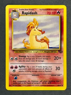 Rapidash 44/64 Base Set Series Jungle UNCOMMON Stage 1 POKEMON CARD 1999 - NM - Image 1