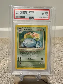 1999 Pokemon Base Set Venusaur Holo Rare Card #15/102 PSA 6 - Image 1