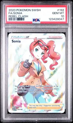 2020 POKEMON SWORD & SHIELD REBEL CLASH FULL ART/SONIA 192 PSA 10 - Image 1