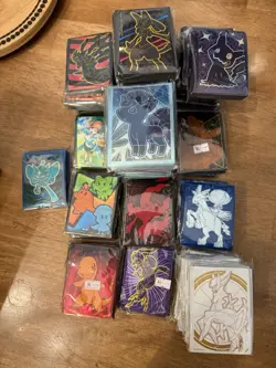 Pokemon Official TCG Sleeves (45) Lot + Random Stuff (deck Boxes, Dice, Stickers - Image 1