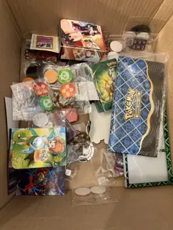Pokemon Official TCG Sleeves (45) Lot + Random Stuff (deck Boxes, Dice, Stickers - Image 3