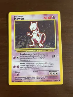 Mewtu Mewtwo Holo 10/102 - 1st Edition German Base Set - 1999 WOTC Pokemon - DMG - Image 1