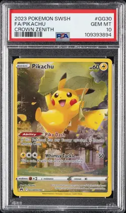 2023 POKEMON SWORD & SHIELD CROWN ZENITH #GG30 FULL ART/PIKACHU PSA 10 - Image 1