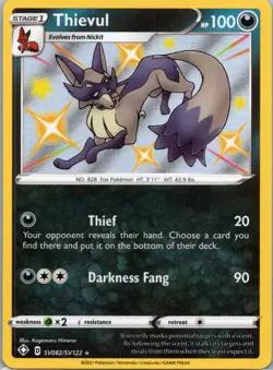 Pokemon TCG Thievul SV082/122 Shining Fates Shiny Vault Holo NM - Image 1