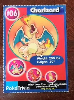 1999 Charizard #06 PokeTrivia Mewtwo Strikes Back Pokemon the first Movie Card - Image 1