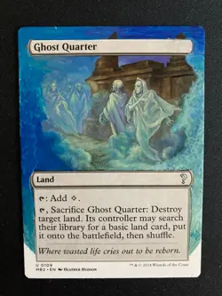 Ghost Quarter (White Border) ALTERED with extended art, hand painted! - Image 1