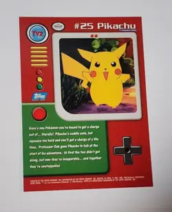 1999 Topps Pokemon TV Animation Edition Series 1 TV2 #25 Pikachu - Image 2