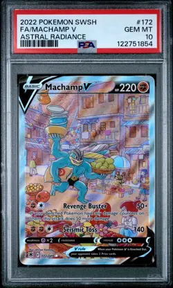 2022 POKEMON SWORD & SHIELD ASTRAL RADIANCE #172 FULL ART/MACHAMP V PSA 10 - Image 1