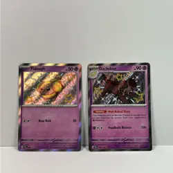 Fidough 069 & Dachsbun 161/091 Paldean Fates Shiny Baby Holo Pokemon NM Promo - Image 1