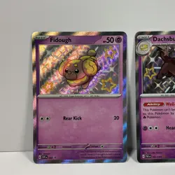 Fidough 069 & Dachsbun 161/091 Paldean Fates Shiny Baby Holo Pokemon NM Promo - Image 5