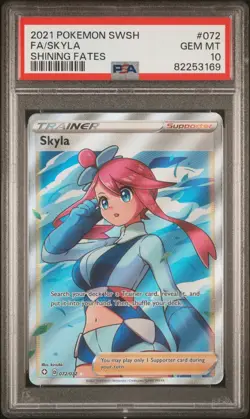 2021 POKEMON SWORD & SHIELD SHINING FATES #072 FULL ART/SKYLA PSA 10 SWSH - Image 1