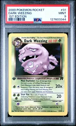 DARK WEEZING Pokemon Team Rocket 1st Edition 31/82 - PSA 9 - Image 1