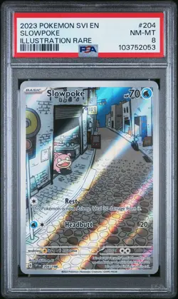 2023 POKEMON SVI EN-SCARLET & VIOLET ILLUSTRATION RARE #204 SLOWPOKE PSA 8 - Image 1