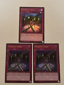 Fiendish Chain LCKC-EN095 x3 Ultra Rare Yugioh Legendary Collection Kaiba Mint - Image 1