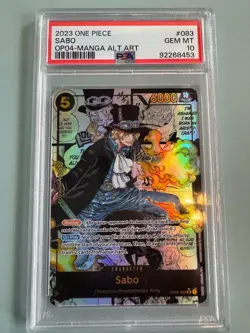 PSA 10 Sabo Kingdoms of Intrigue Manga Card #OP04-083 One Piece English Foil - Image 1