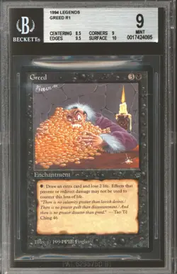 Magic MTG Legends Greed BGS 9 (8.5, 9, 9.5, 10) NEAR MINT NM - Image 1