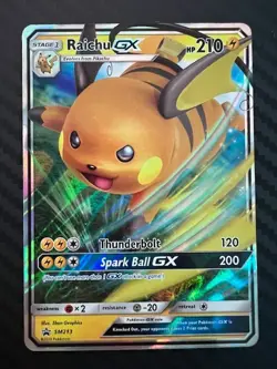 Pokemon TCG Raichu GX Ultra Rare SM213 Black Star Promo Hidden Fates VLP - Image 1