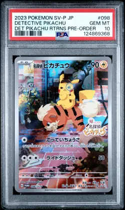 2023 POKEMON JPN SV-P PROMO #098 DETECTIVE PIKACHU PSA 10 - Image 1