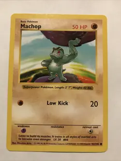 Pokemon TCG Machop Base Set 52/102 Regular Unlimited Common Card Shadowless - Image 1