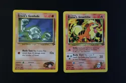 Blaine's Growlithe 62/132 Brock's Geodude 68/132 Pokemon Cards Gym Challenge LP - Image 1