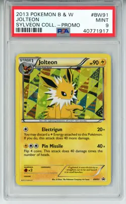 2013 POKEMON BLACK STAR PROMO JOLTEON #BW91 HOLO FOIL CARD PSA 9 MINT #40771917 - Image 1