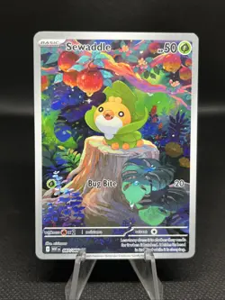 Pokemon TCG Sewaddle Card 87/86 SV White Flare Holo Illustration Rare - Image 1