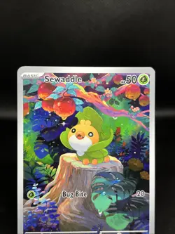 Pokemon TCG Sewaddle Card 87/86 SV White Flare Holo Illustration Rare - Image 2