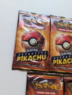 Detective Pikachu booster pack 2-card Promo Pack Lot (5X) five packs - Sealed - Image 2