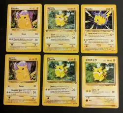 Pokemon Cards - Vintage Pikachu Lot - 6 Cards - Pikachu 60/64 Promo W Stamp + - Image 1
