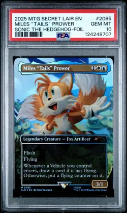 2025 MTG Secret Lair Sonic The Hedgehog Miles Tails Prower Foil PSA 10 Gem Mint - Image 1