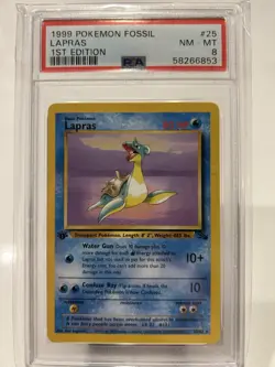PSA 8 NM-MT 1999 Pokemon Fossil 1st Edition Lapras 25/62 WotC Vintage Non-holo - Image 1