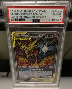 2019 Pokemon Black Star Promo Moltres Zapdos Articuno GX #SM210 GEM Mint PSA 10 - Image 1