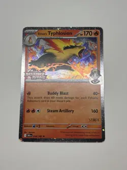 Ethan's Typhlosion 034/182 Staff Prerelease Destined Rivals Holo Pokemon LP/NM - Image 1