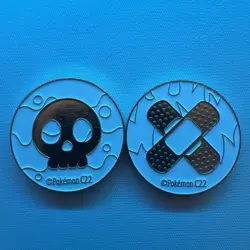 Pokemon Burn & Poison Skull Band Aids Metal Coins Gold White C22 - Image 1