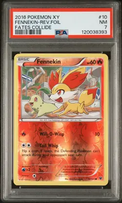 2016 Pokemon Xy Fates Collide Fennekin 🔥 Reverse Foil #10 PSA 7 (NEW CERT) - Image 1