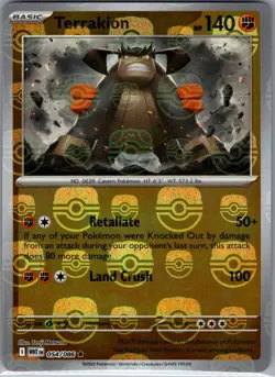 Terrakion 054/086 Rare - Pokemon TCG SV: White Flare - Masterball (NM) - Image 1