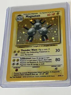 Magneton Holo Base Set 9/102 Pokemon TCG Unlimited Rare Card NM - Image 1