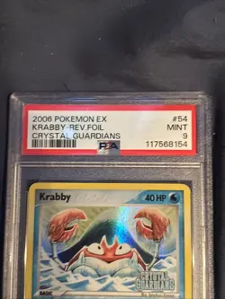 Pokemon 2006 Krabby 54/100 EX Crystal Guardians Reverse Holo Stamped PSA 9 - Image 5
