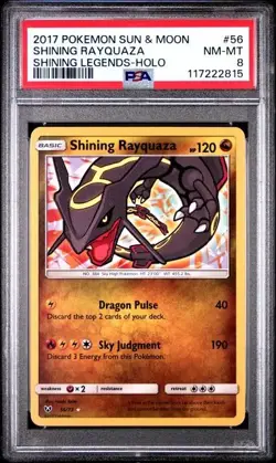 2017 POKEMON SUN & MOON SHINING LEGENDS #56 SHINING RAYQUAZA - PSA 8 - Image 1
