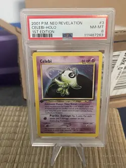 Pokemon 2001 Neo Revelation 1st Edition Celebi Holo Rare #3 PSA 8 Vintage Clean - Image 1