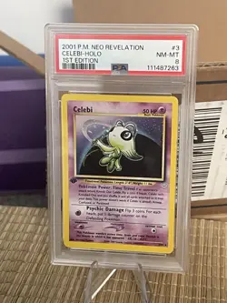 Pokemon 2001 Neo Revelation 1st Edition Celebi Holo Rare #3 PSA 8 Vintage Clean - Image 2