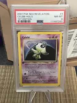 Pokemon 2001 Neo Revelation 1st Edition Celebi Holo Rare #3 PSA 8 Vintage Clean - Image 3