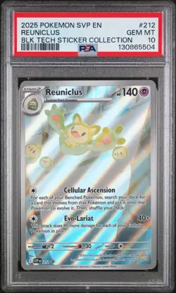 2025 POKEMON BLACK BOLT TECH STICKER COLLECTION REUNICLUS 212 PROMO PSA 10 - Image 1