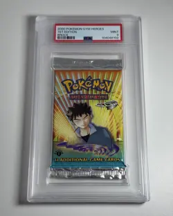 2000 Pokemon Gym Heroes Sealed 1st Edition Booster Pack Brock Art PSA 9 - Image 1