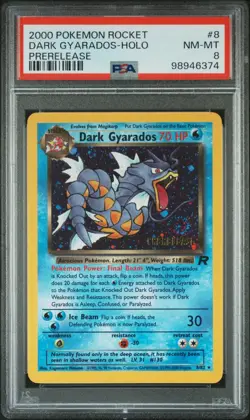 Dark Gyarados - PSA 8 Holo SWIRL Prerelease Promo - 8/82 Team Rocket Pokemon 374 - Image 1