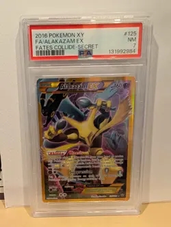 2016 Pokemon XY Fates Collide #125 FA / Alakazam EX (Secret Rare) - PSA 7 - Image 1