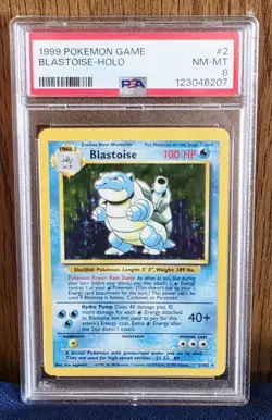 1999 POKEMON BASE SET UNLIMITED #2 BLASTOISE-HOLO PSA 8 - Image 1