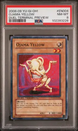 2008-09 YU-GI-OH! DUEL TERMINAL PREV #EN004 OJAMA YELLOW PSA 8 - Image 1